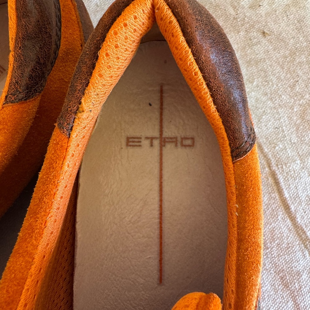 Etro Orange Suede Retro Sneakers — Designer Street Style - Picture 8 of 9